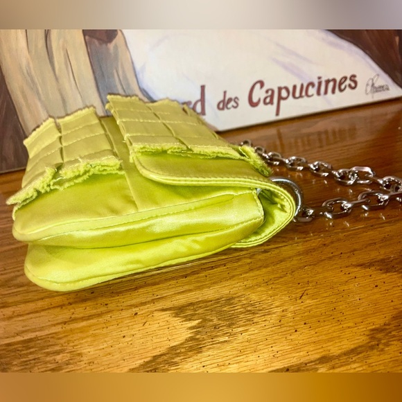 Botkier Sateen Shoulder Bag w/ Heavy Chain - Lime Green - Like New $295 MSRP - Picture 13 of 16